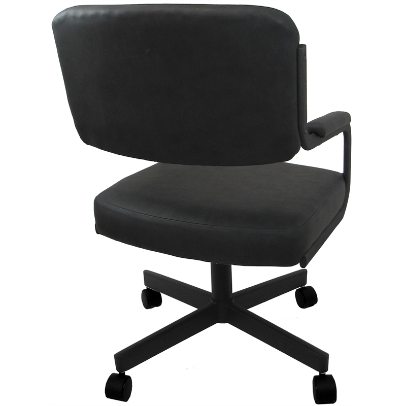 Swivel Metal Caster Dining Chair M-110 - Gray Vinyl - Gray Frame