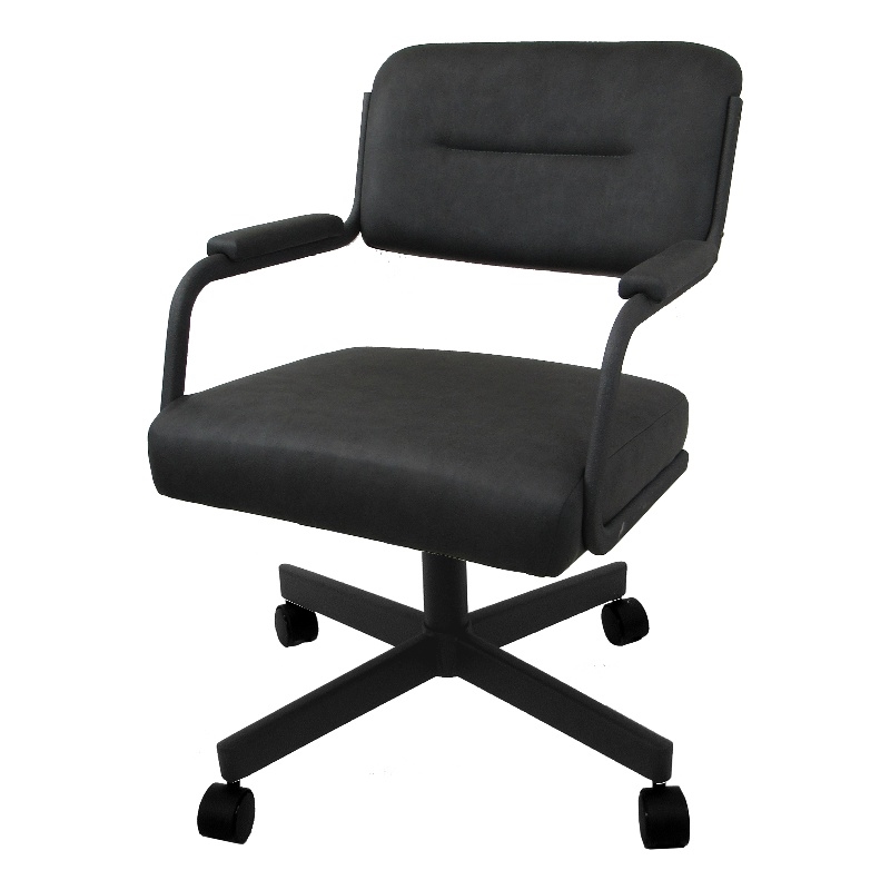 Swivel Metal Caster Dining Chair M-110 - Gray Vinyl - Gray Frame