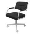 Swivel Metal Caster Dining Chair M-110 - Gray Vinyl - White Frame
