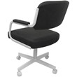 Swivel Metal Caster Dining Chair M-110 - Gray Vinyl - White Frame