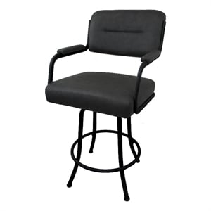 Tobias Designs 34&quot Swivel Metal & Vinyl Bar Stool in Black and Gray