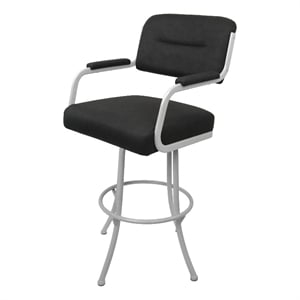 Tobias Designs 34&quot Swivel Metal & Vinyl Bar Stool in White and Gray