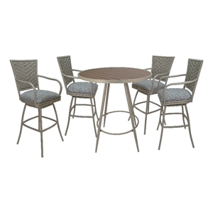 Outdoor/Indoor Pub Set - Erin 30&quot Stool with Arms -Coco Taupe Fabric-Beige Frame