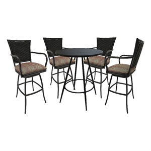 Outdoor/Indoor Pub Set - Erin 30&quotStoolwithArms-MultiSunStripe Fabric-Black Frame