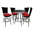 Tobias Designs Erin 5-Piece Outdoor/Indoor Fabric Pub Set in Red and Black