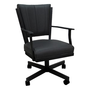 Montana Swivel Metal Dining Caster Chair - Gray Vinyl - Black Frame