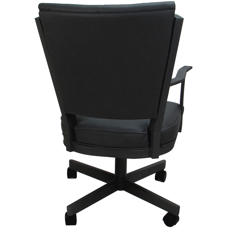 Montana Swivel Metal Dining Caster Chair - Gray Vinyl - Gray Frame
