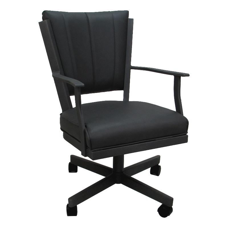 Montana Swivel Metal Dining Caster Chair - Gray Vinyl - Gray Frame
