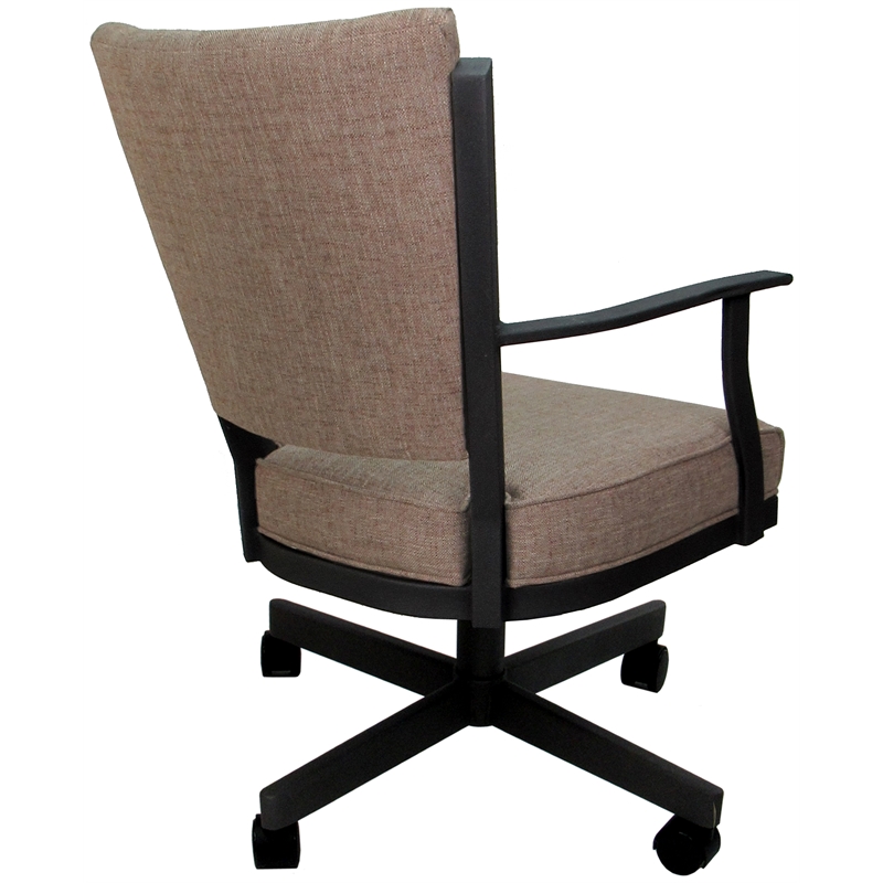 Montana Swivel Metal Dining Caster Chair - Basin Beige Fabric - Black Frame