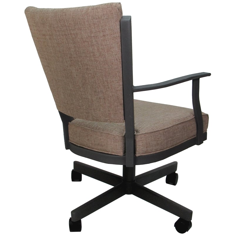 Montana Swivel Metal Dining Caster Chair - Basin Beige Fabric - Gray Frame