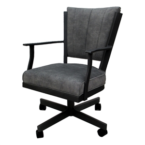Montana Swivel Metal Dining CasterChair-Outlier Charcoal Gray Fabric-Black Frame
