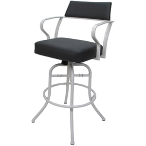 Carolina Swivel Tilt Counter 26&quot Metal Bar Stool - Gray Vinyl - White Frame