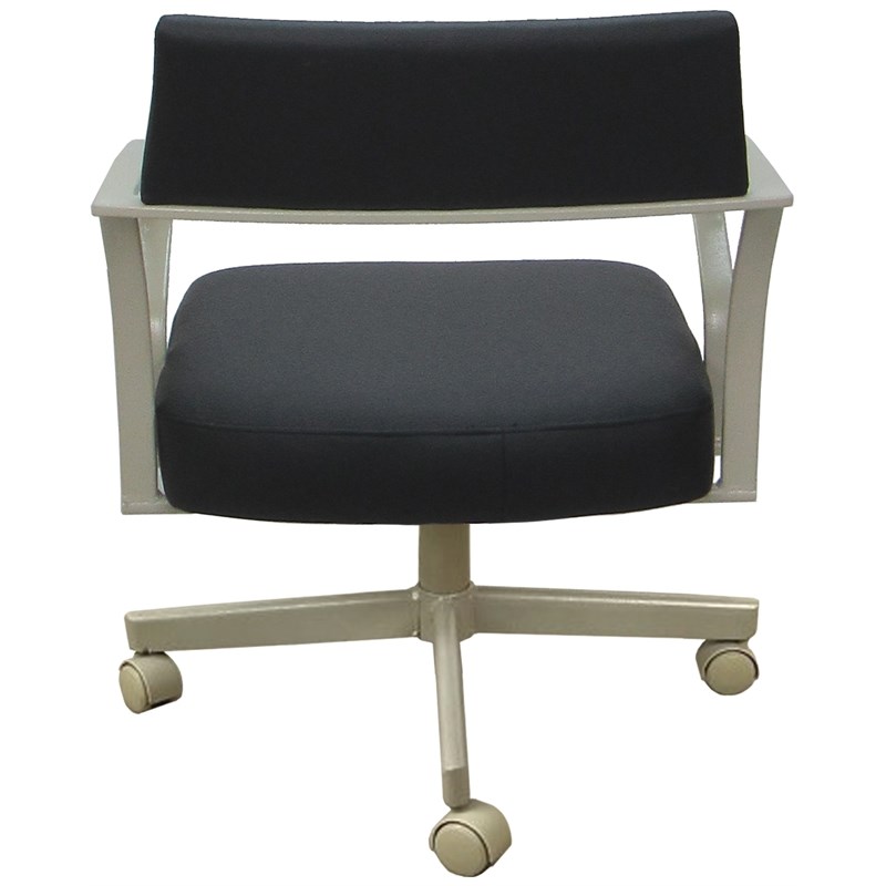 Carolina Swivel Tilt Metal Dining Caster Chair - Black Vinyl - Beige frame