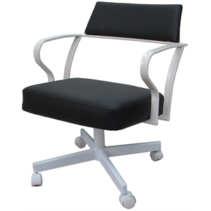Carolina Swivel Tilt Metal Dining Caster Chair - Black Vinyl - White Frame