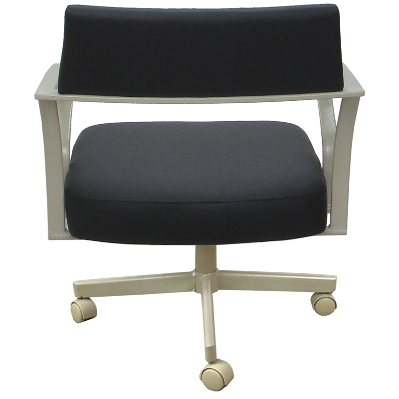 Carolina Swivel Tilt Metal Dining Caster Chair - Gray Vinyl - Beige Frame