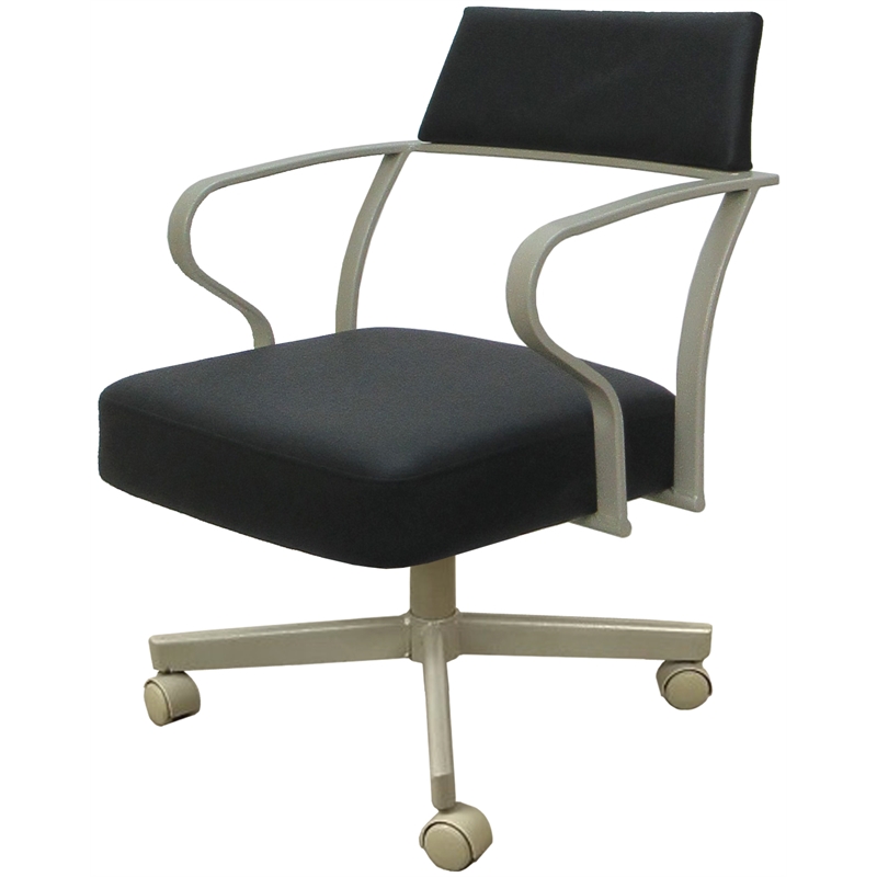 Carolina Swivel Tilt Metal Dining Caster Chair - Gray Vinyl - Beige Frame