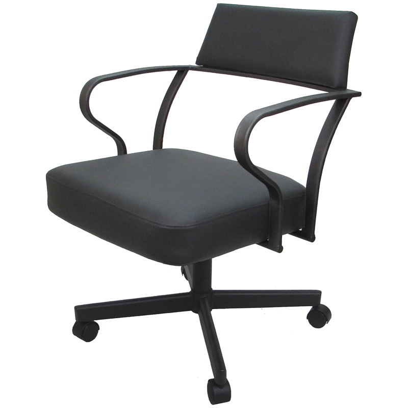 Carolina Swivel Tilt Metal Dining Caster Chair - Gray Vinyl - Gray Frame
