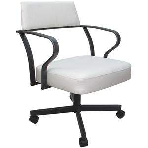 Carolina Swivel Tilt Metal Dining Caster Chair - White Vinyl - Gray Frame