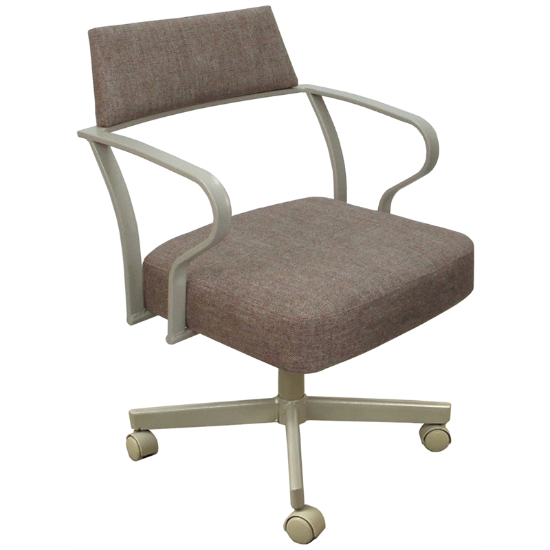 Carolina Swivel Tilt Metal Dining Caster Chair - Basin Beige Fabric - Beige