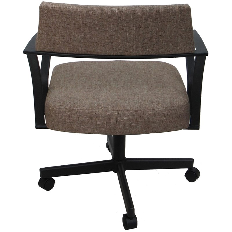 Carolina Swivel Tilt Metal Dining Caster Chair - Basin Beige Fabric - Gray Frame