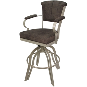 Miami Bar Height 30&quot Swivel Tilt Metal Bar Stool -Outlier Ash Fabric-Beige Frame