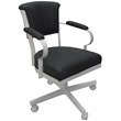 Miami Swivel Tilt Metal Caster Chair - Gray Vinyl - White Frame