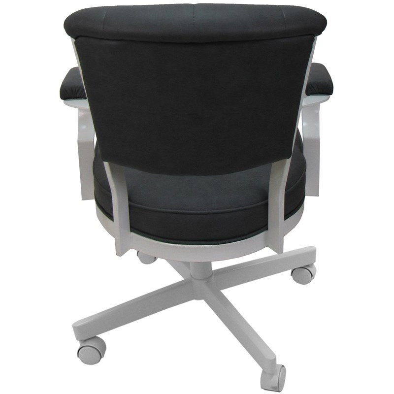 Miami Swivel Tilt Metal Caster Chair - Gray Vinyl - White Frame