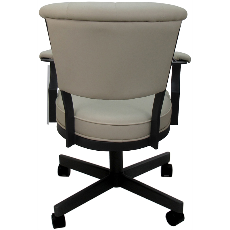 Miami Swivel Tilt Metal Caster Chair - Beige Vinyl - Black Frame
