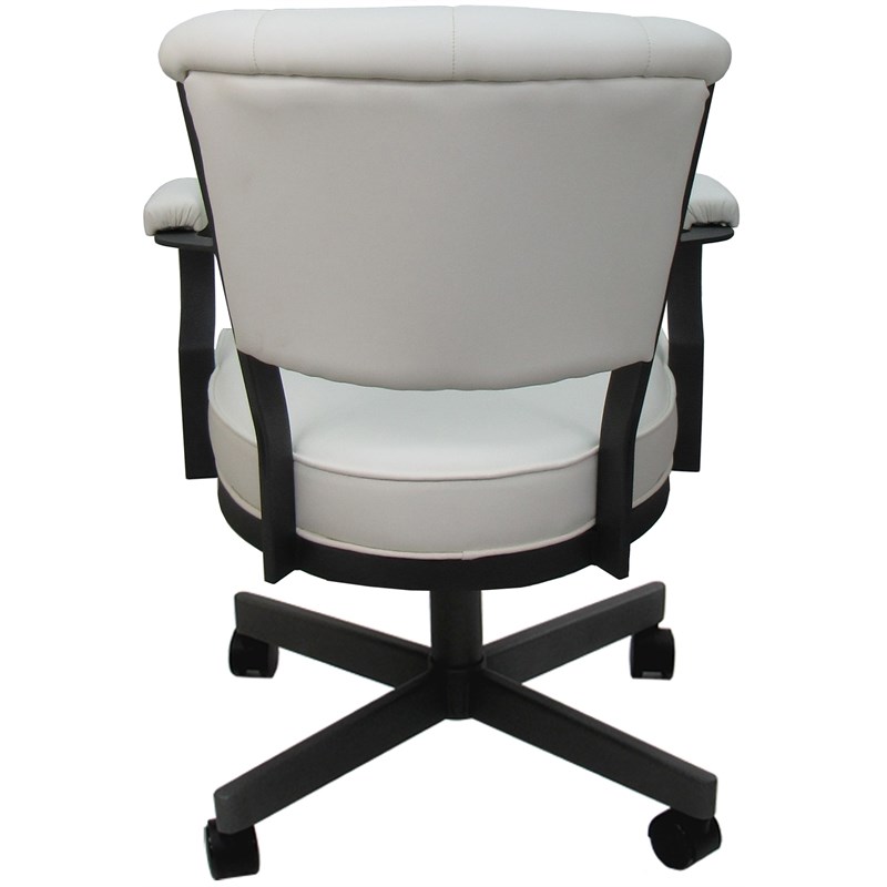 Miami Swivel Tilt Metal Caster Chair - White Vinyl - Gray Frame