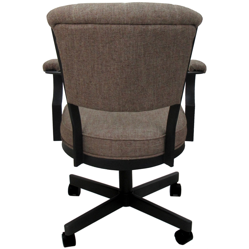 Miami Swivel Tilt Metal Caster Chair - Basin Beige Fabric - Black Frame