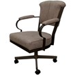 Miami Swivel Tilt Metal Caster Chair - Basin Beige Fabric - Brown Frame