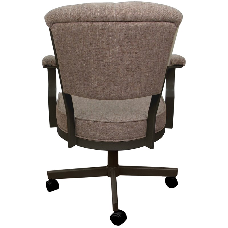 Miami Swivel Tilt Metal Caster Chair - Basin Beige Fabric - Brown Frame