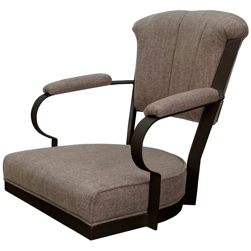Miami Swivel Tilt Metal Caster Chair - Basin Beige Fabric - Brown Frame