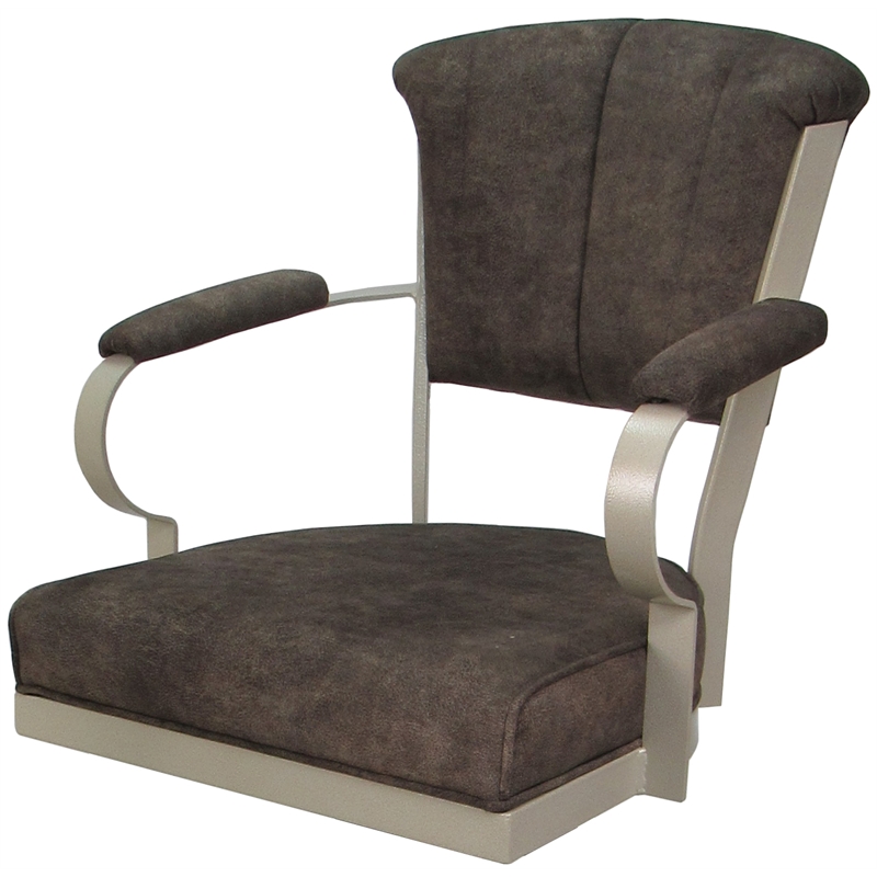 Miami Swivel Tilt Metal Caster Chair - Outlier Ash Brown Fabric - Beige Frame