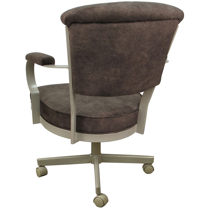 Miami Swivel Tilt Metal Caster Chair - Outlier Ash Brown Fabric - Beige Frame