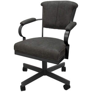 Miami Swivel Tilt Metal Caster Chair - Charcoal Gray Fabric - Gray Frame