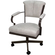 Miami Swivel Tilt Metal Caster Chair - Smoke Beige Fabric - Brown Frame
