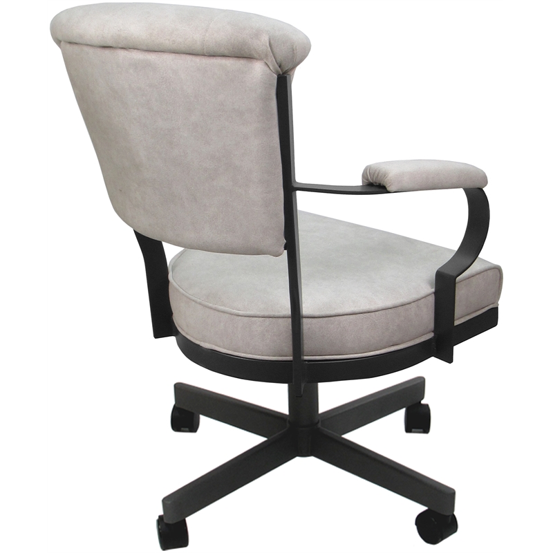 Miami Swivel Tilt Metal Caster Chair - Smoke Beige Fabric - Gray Frame