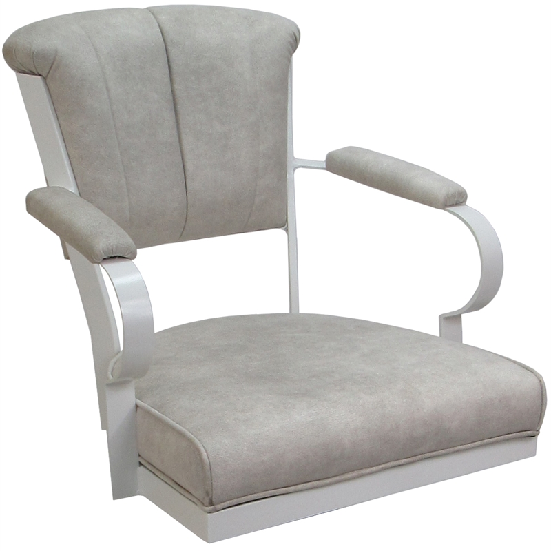 Miami Swivel Tilt Metal Caster Chair - Smoke Beige Fabric - White Base