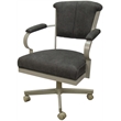 Miami Swivel Tilt Metal Caster Chair - Dark Gray  Fabric- Beige Frame