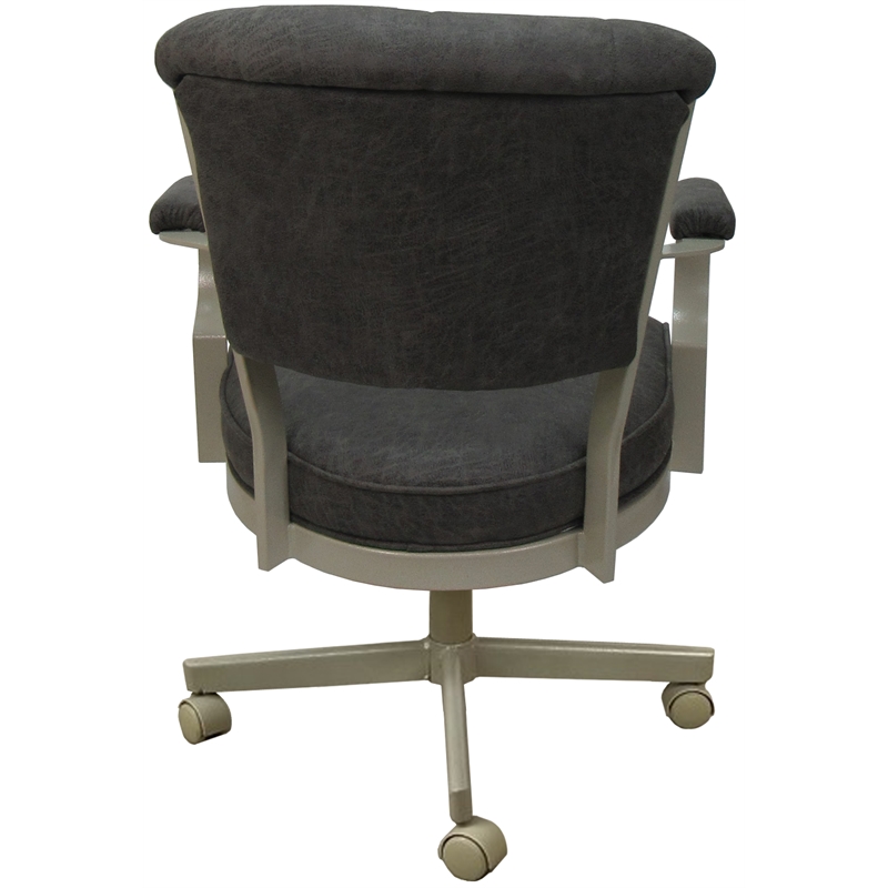 Miami Swivel Tilt Metal Caster Chair - Dark Gray  Fabric- Beige Frame