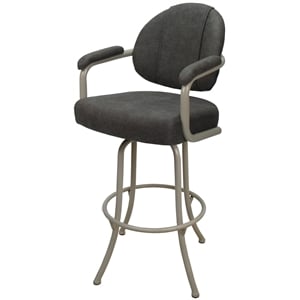 Swivel Extra Tall 34&quot Metal Bar Stool - M-70 - Dark Gray Fabric- Beige Frame