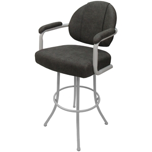 Swivel Extra Tall 34&quot Metal Bar Stool - M-70 - Dark Gray Fabric - White Frame