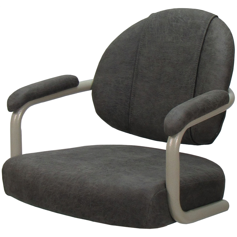 Swivel Metal Dining Caster Chair- M-70 - Dark Gray Fabric - Beige Frame