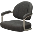 Swivel Metal Dining Caster Chair- M-70 - Dark Gray Fabric - Beige Frame