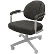 Swivel Metal Dining Caster Chair- M-70 - Dark Gray Fabric - White Frame