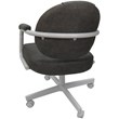 Swivel Metal Dining Caster Chair- M-70 - Dark Gray Fabric - White Frame