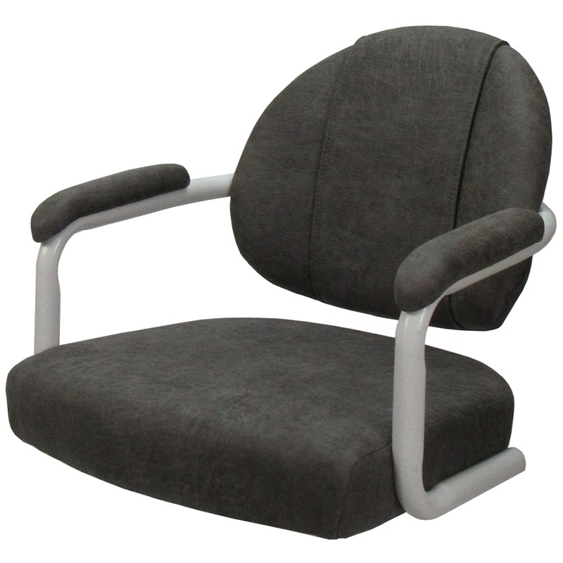 Swivel Metal Dining Caster Chair- M-70 - Dark Gray Fabric - White Frame