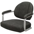 Swivel Metal Dining Caster Chair- M-70 - Dark Gray Fabric - White Frame