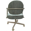 Swivel Metal Dining Caster Chair- M-70 - Blue Fabric - Beige Metal